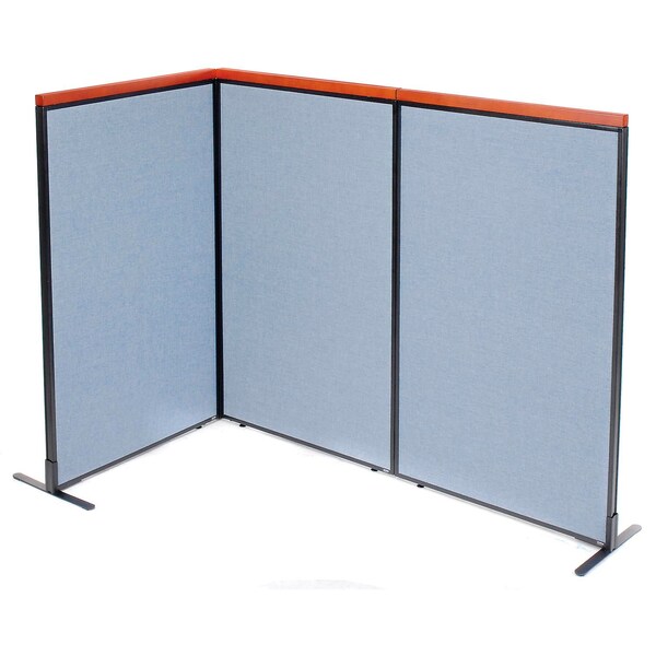 Interion By Global Industrial Interion Deluxe Freestanding 3-Panel Corner Room Divider, 36-1/4inW x 61-1/2inH Panels, Blue 695079BL - main